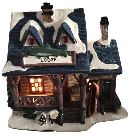 Decorative Outfit Country Hunting Lodge 3D Lighted Log Cabin Christmas Train Set - Picture 3 of 13